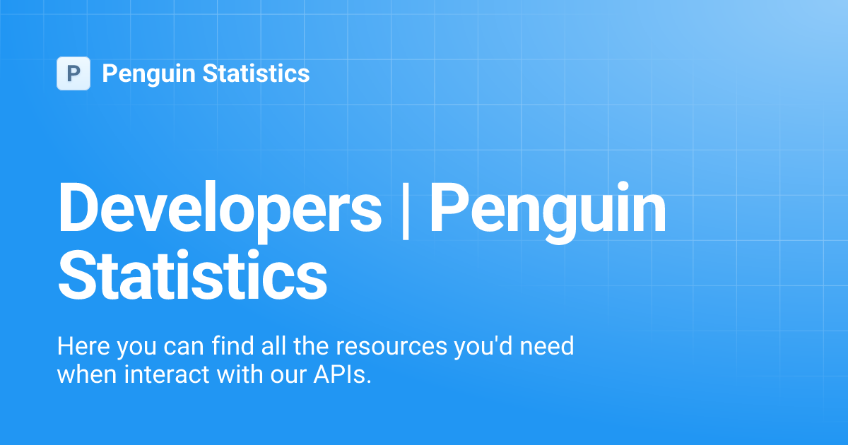 Developers | Penguin Statistics | Penguin Statistics